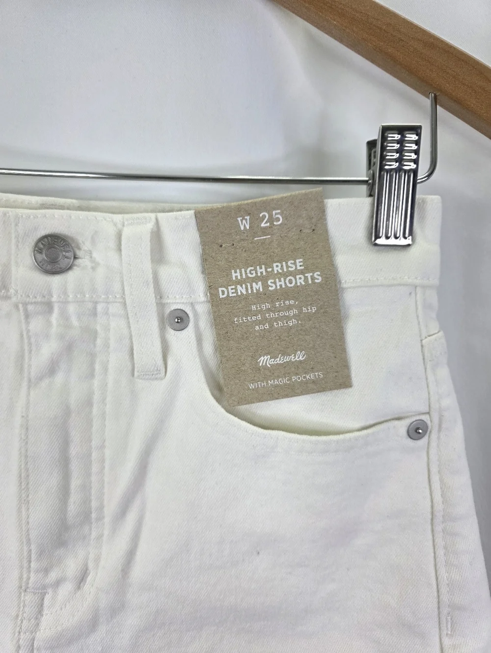 NEW‎ Madewell Women's Size 25 High Rise Denim Shorts White Fitted Cuffed Cotton
